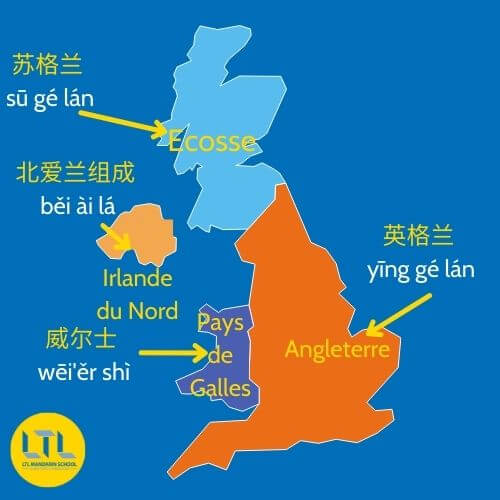 Nom de lieux en chinois Royaume-Uni