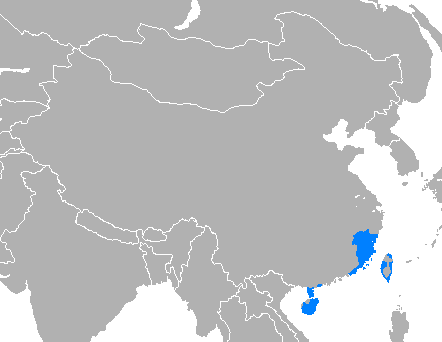langues en Chine : localisation du dialecte Min en Chine