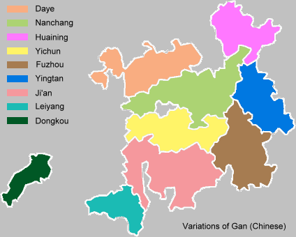langues en Chine : les diferents dialectes de la variété Gan